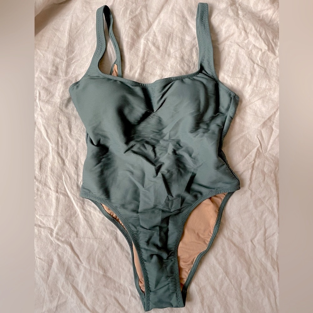 J Crew Olive Green one piece swim suit (size 4)